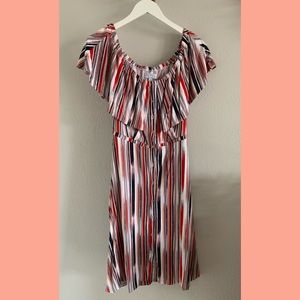 Off-The-Shoulder Button-Front Midi Dress